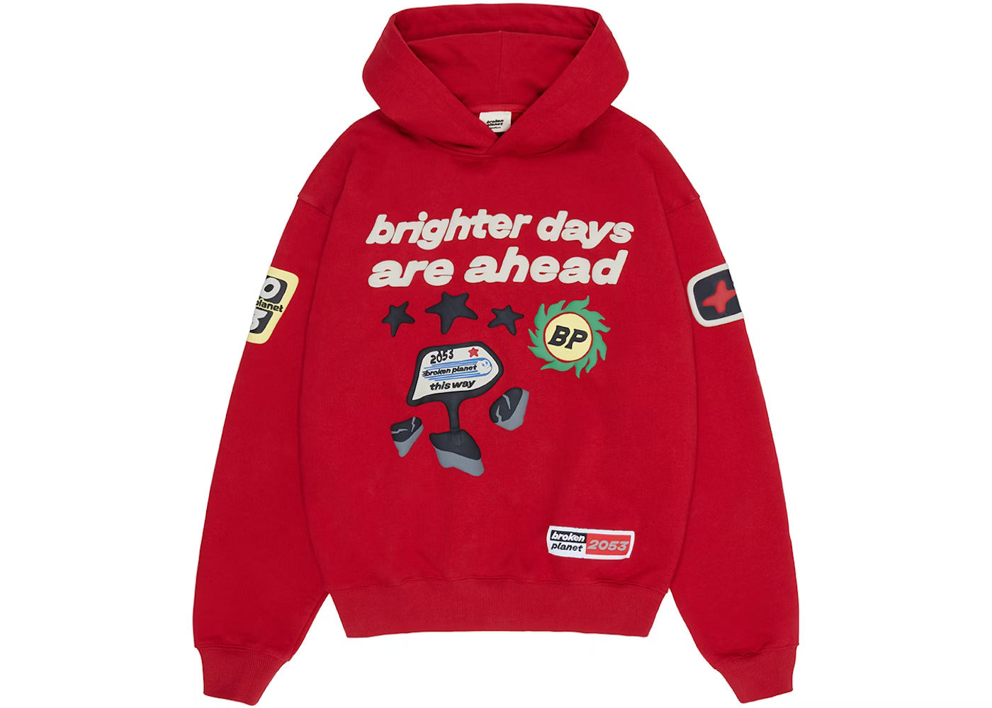 Broken Planet Hoodie ‘Brighter Days Are Ahead / Ruby Red’